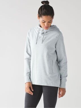 Lululemon Split Light Grey Hooded Pullover Terry Sweatshirt 8